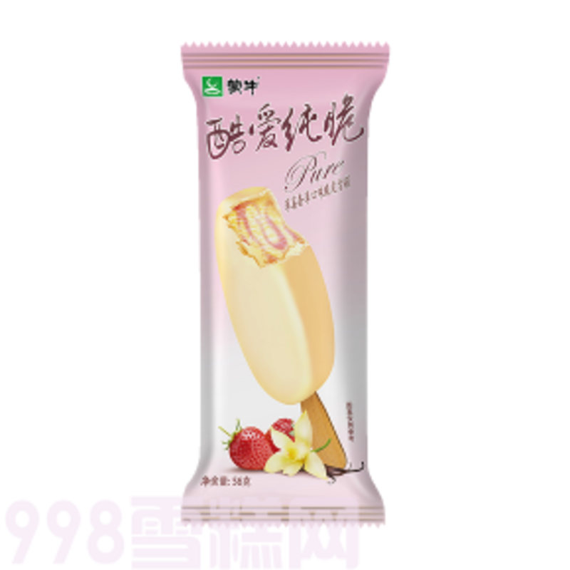 蒙牛酷爱纯脆草莓味脆皮雪糕批发 56g 40支